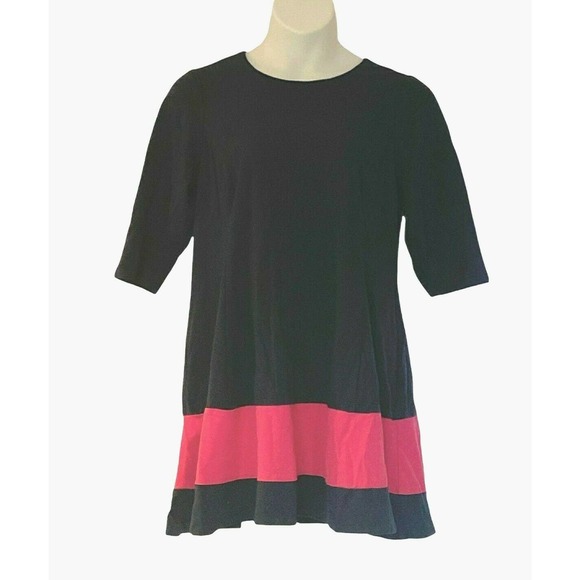 Eliza J Navy Rayon Knit A-Line Shift Office Casual Pink Colorblock Stretch Dress - Picture 1 of 10